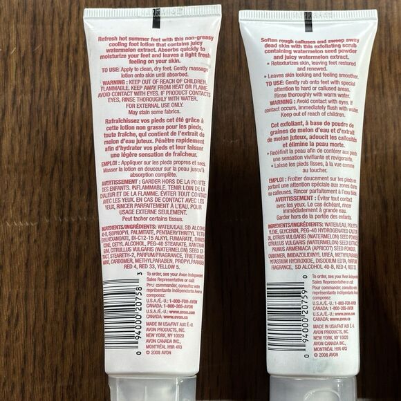 Avon Foot Works Watermelon Exfoliating Foot Scrub Lotion & Spray Gel‎ 3.4 Oz Lot - Picture 4 of 7